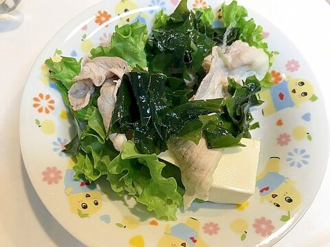 簡単ひと品☆豆腐とワカメの温しゃぶ